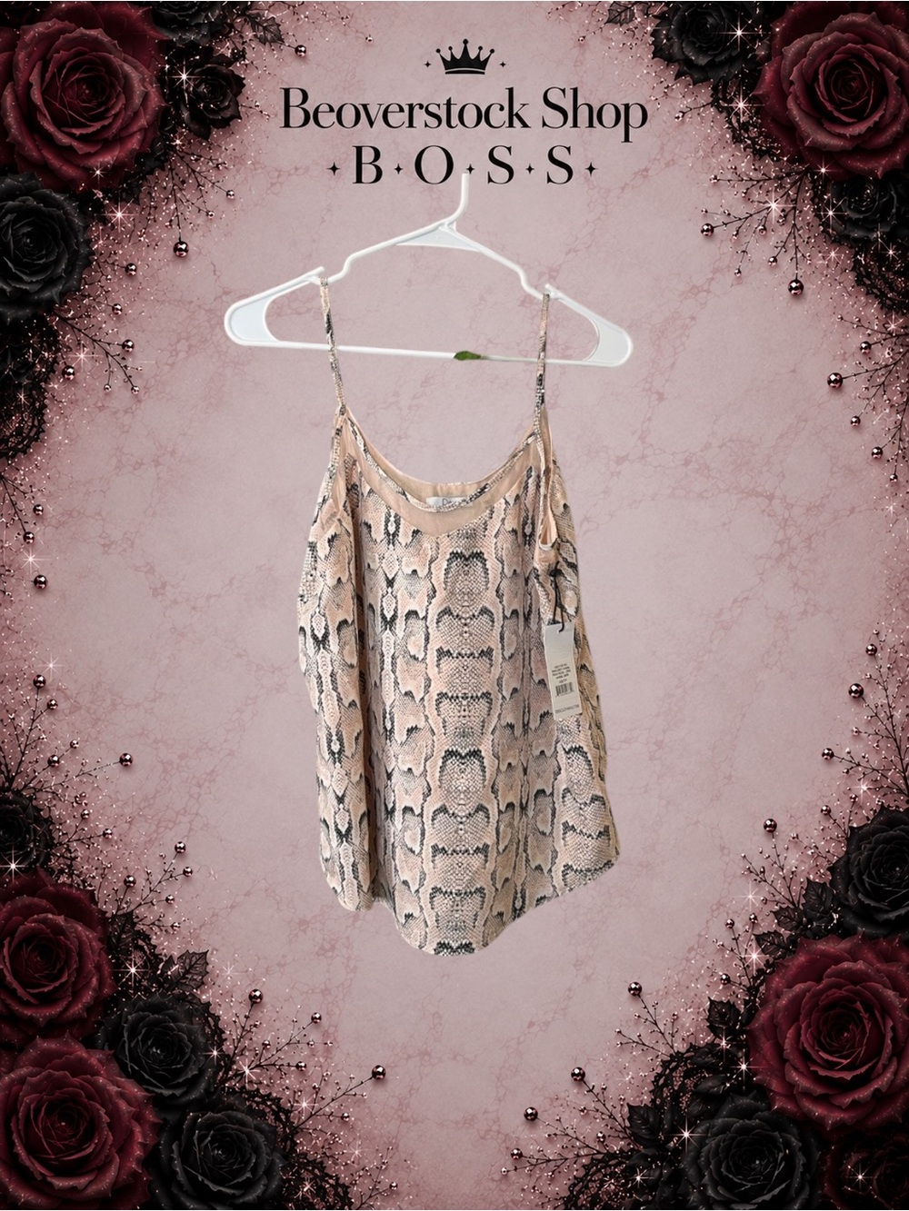 New NWT Dex Pink & Grey Animal Print Cami Tank – Size XS